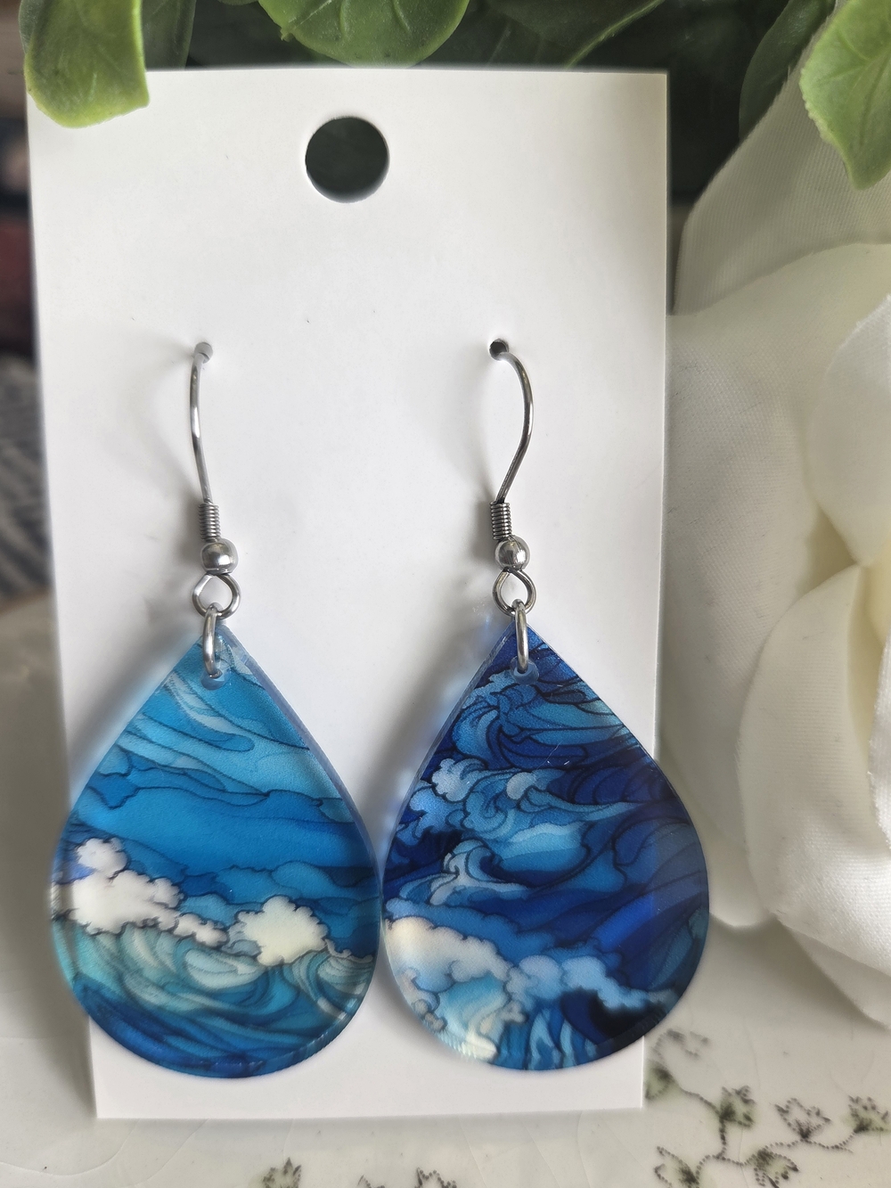 Blue Wave Teardrop Earrings